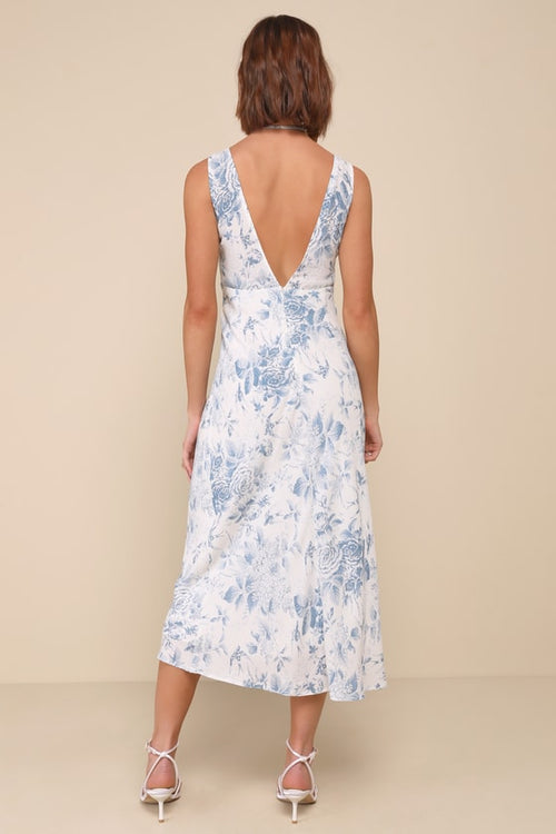 Picture-Perfect Days White Floral Lace V-Neck Midi Dress