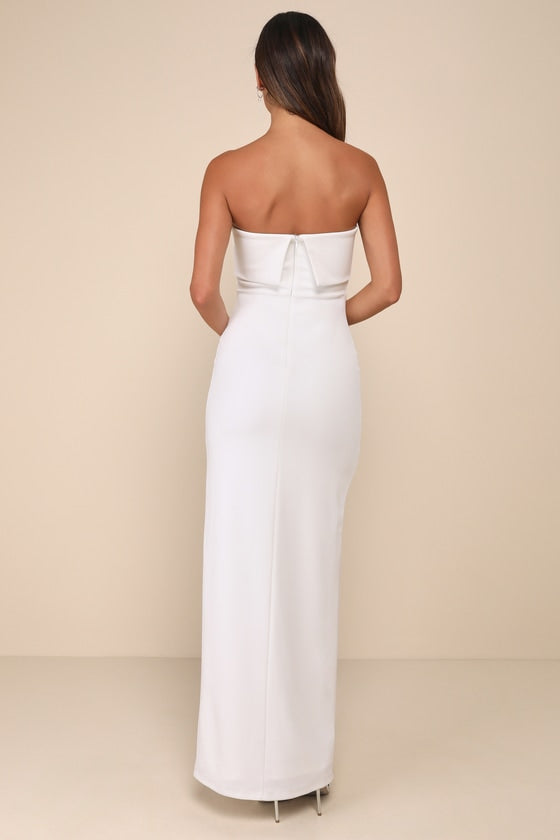 Classy Consideration White Strapless Maxi Dress