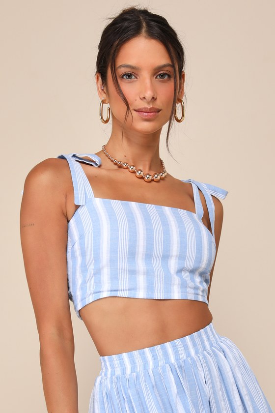 Cheerful Season Blue Striped Two-Piece Midi Dress With Pockets