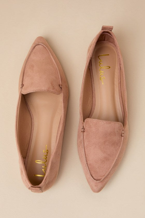 Emmy Camel Suede Pointed Loafers