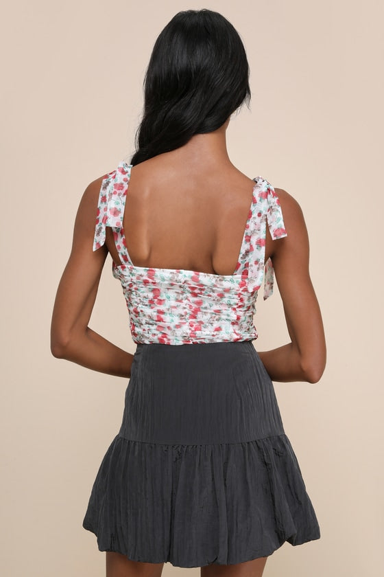 Aesthetic Mentality Black Bubble-Hem Mini Skirt