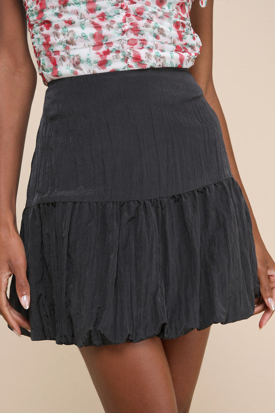 Aesthetic Mentality Black Bubble-Hem Mini Skirt