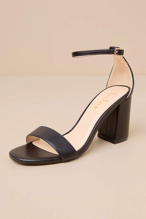 Arylee Black Ankle Strap Heels