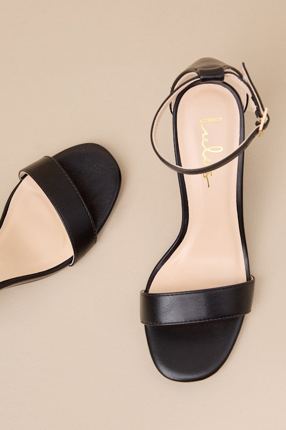 Arylee Black Ankle Strap Heels
