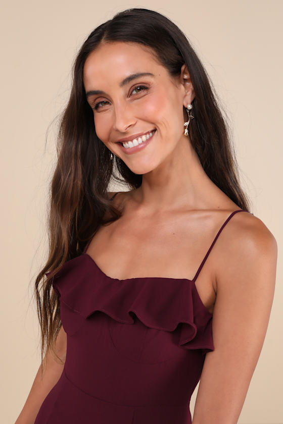 Lively Evenings Plum Purple Sleeveless Tiered Maxi Dress