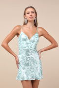 Vivacious Energy Mint Blue Sequin Sleeveless Mini Dress