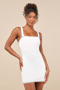 Glowing Allure White Rhinestone Sleeveless Bodycon Mini Dress