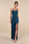 Dedicated to Glamour Teal Blue Strapless Maxi Dress