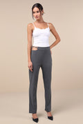 Polished Aura Dark Grey Cutout High-Rise Trousers