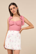Gracefully Sweet Mauve Bustier Tie-Strap Tank Top