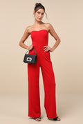 Edith Red Strapless Jumpsuit