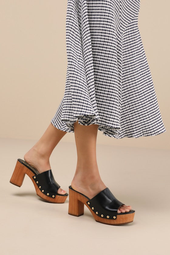 Jaylani Black Platform Mule Sandals