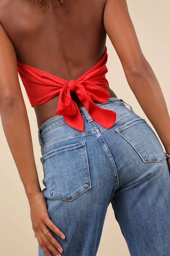 Dandy Darlin' Red Collared Button-Front Tie-Back Vest Tank Top