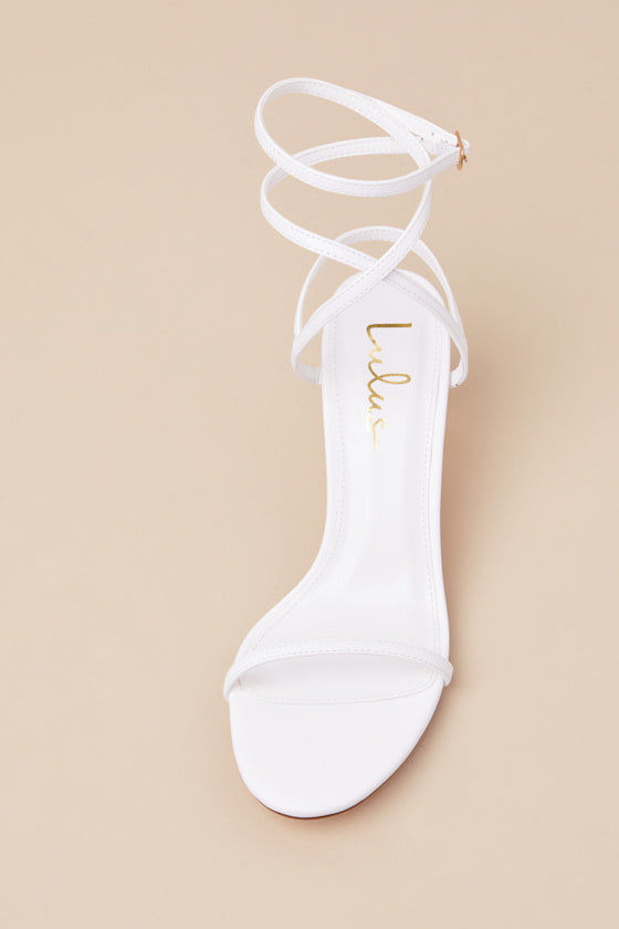 Sydd White Ankle Wrap Low Heel Sandals