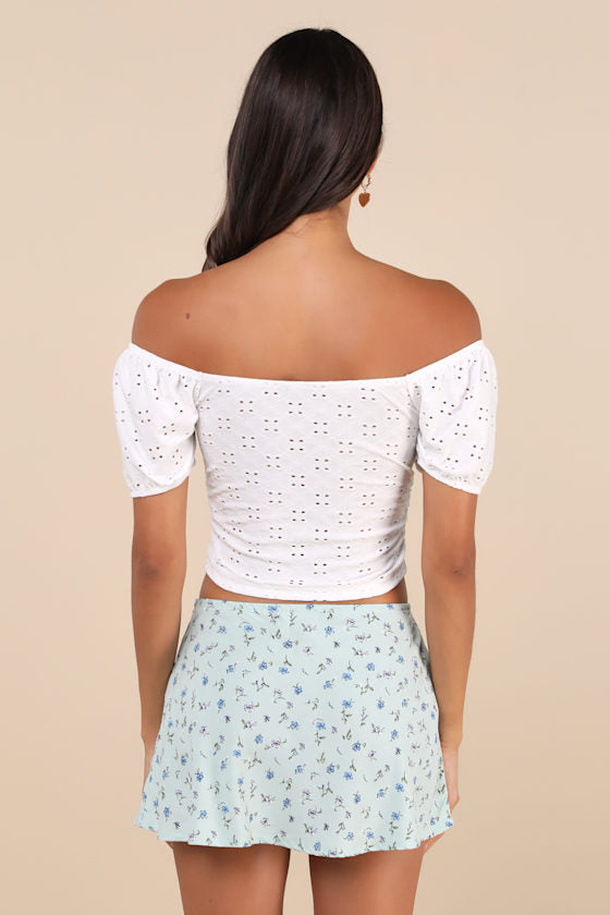 Mckenna Mint Green Floral Low-Rise Micro Mini Skirt