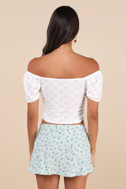 Mckenna Mint Green Floral Low-Rise Micro Mini Skirt