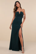 Effortless Radiance Emerald Green Strapless Mermaid Maxi Dress