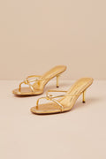 Victoire Gold Knotted Strappy High Heel Slide Sandals
