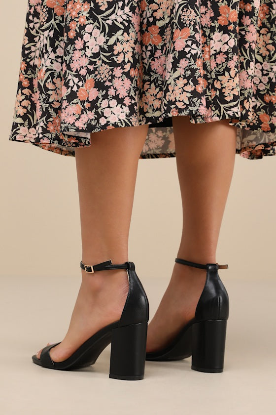 Arylee Black Ankle Strap Heels