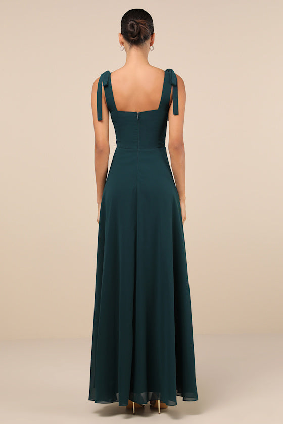 Love Me Forever Emerald Green Square Neck Maxi Dress