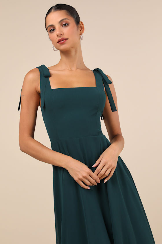 Love Me Forever Emerald Green Square Neck Maxi Dress