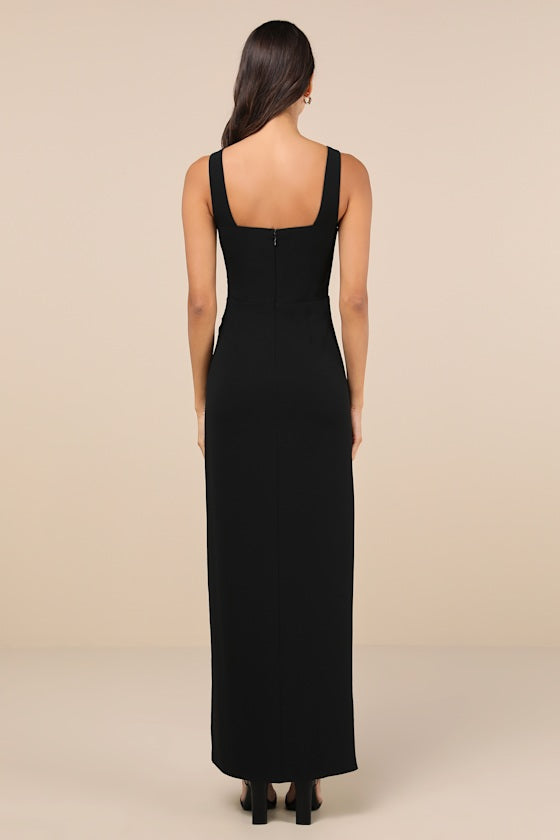 Glamorous Disposition Black Ruched Maxi Dress