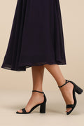 Arylee Black Satin Ankle Strap Heels