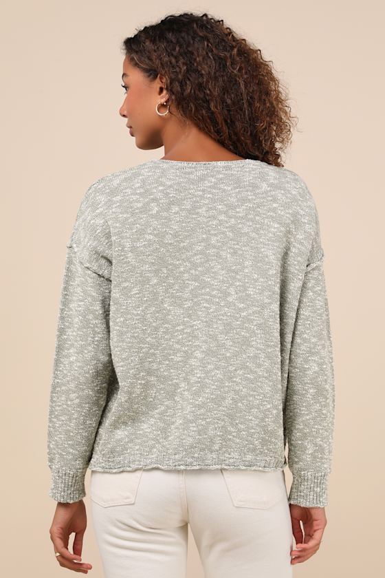 Timeless Perfection Green Textured Crew Neck Pullover Sweater