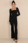 Lovingly Yours Black Mesh Long Sleeve Jumpsuit