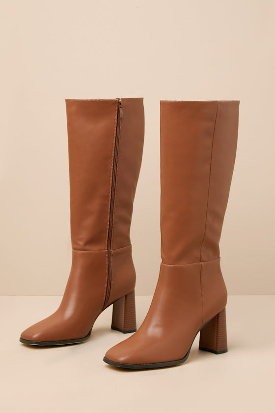Reelee Tan Square Toe Knee-High Boots