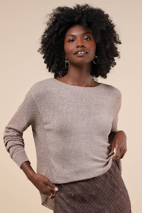 Positive Affirmations Taupe Loose Knit Sweater