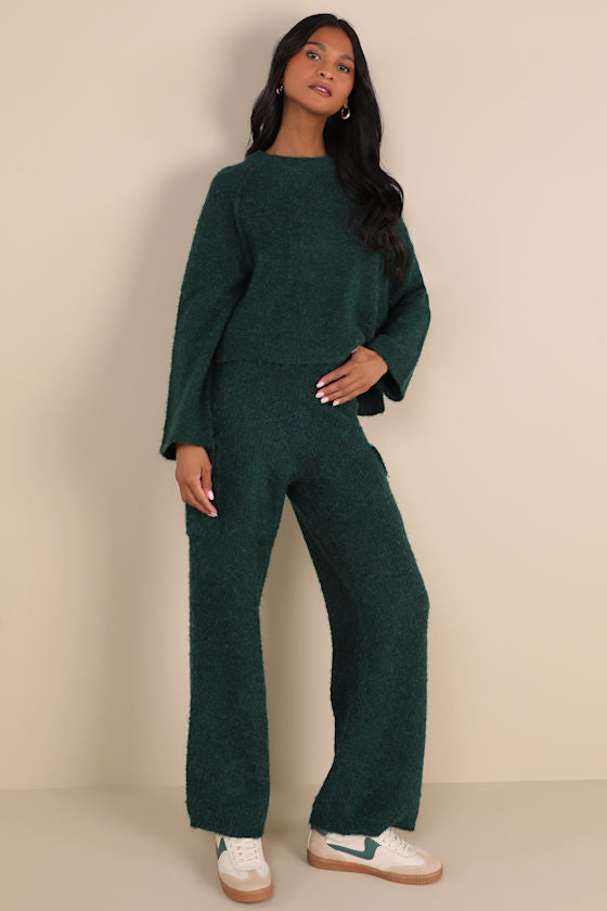 Signature Sunday Dark Green Knit Sweater Pants