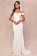 Arienne White Off-the-Shoulder Mermaid Maxi Dress