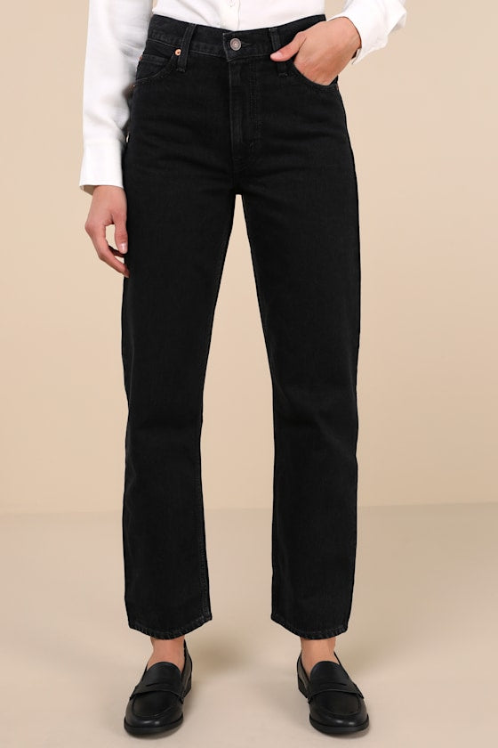 Dad Black High-Rise Ankle Jeans