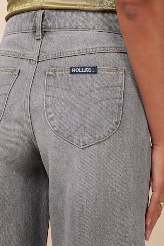 Kate Washed Grey Mid-Rise Baggy Jeans