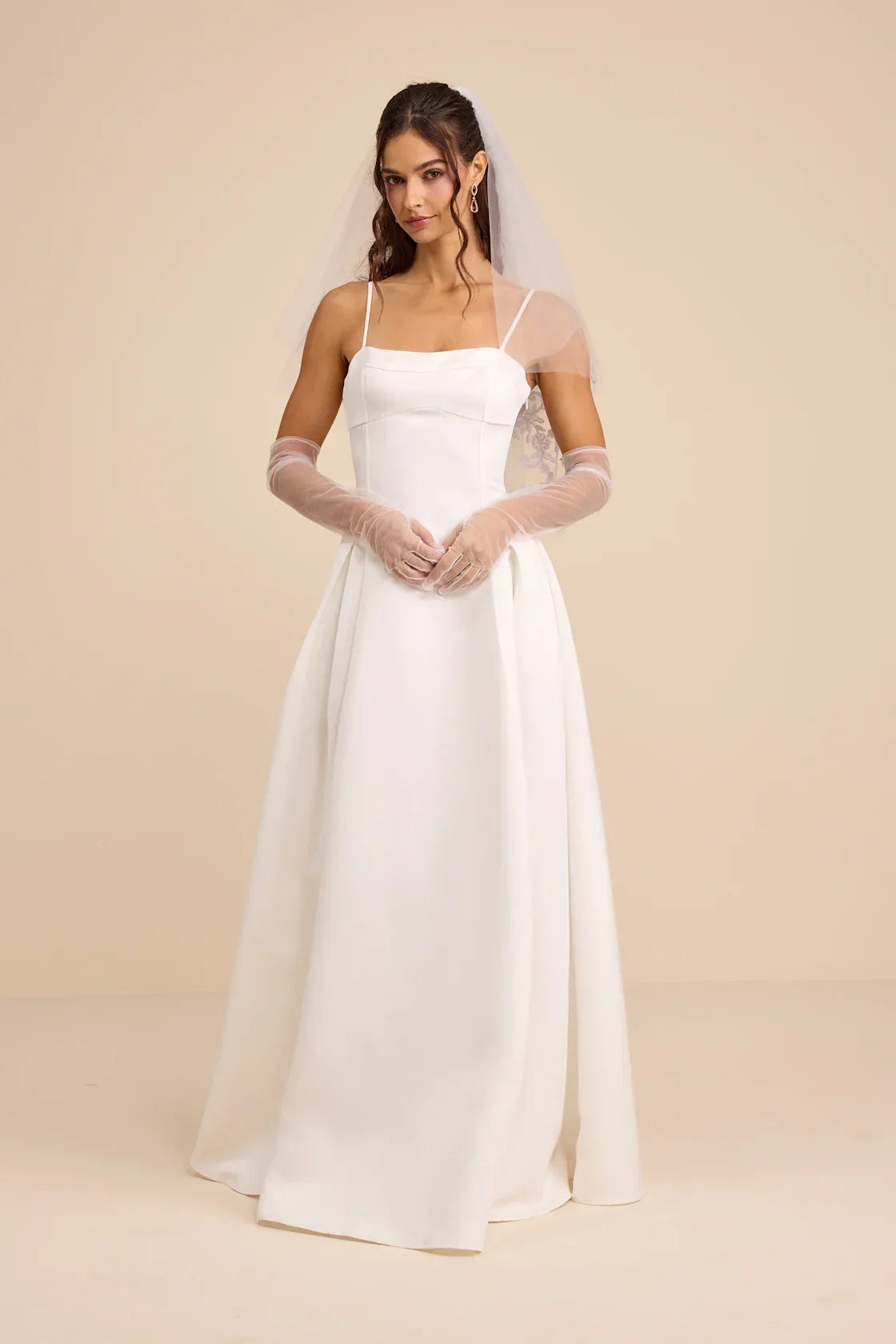 Annissa White Taffeta Drop Waist Lace-Up Maxi Dress