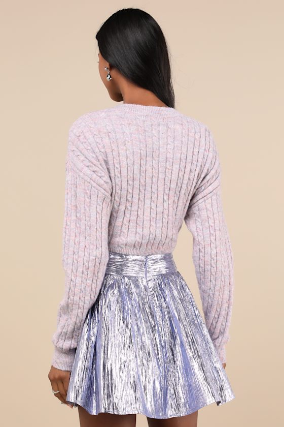 Celebrated Shine Lavender Metallic Mini Skirt
