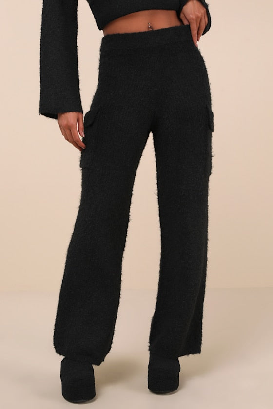 Signature Sunday Black Knit Sweater Pants