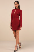 Sultry Favorite Dark Red Backless Mini Dress