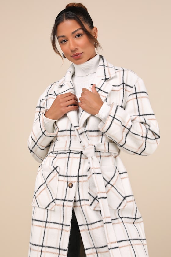 Warm Front Ivory Plaid Coat