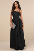 Gorgeous Extravagance Black Floral Jacquard Maxi Dress