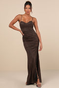 Stunning Wonder Black Leopard Mesh Bustier Mermaid Maxi Dress