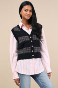 Winter Classic Black Floral Sweater Vest