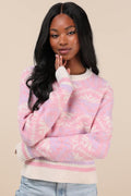 Delightful Weather Pink and Lilac Pullover Sweater