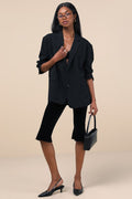 Captivating Poise Black Velvet High-Rise Capri Pants