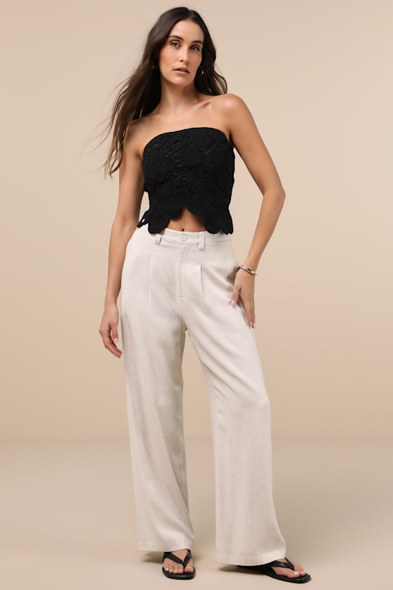 Envied Attitude Black Crochet Strapless Crop Top