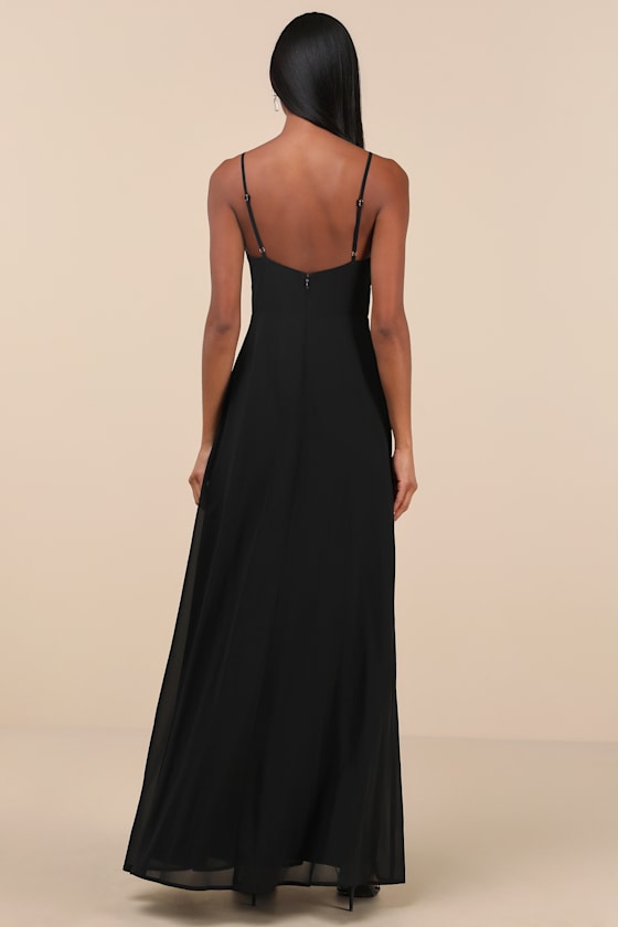 Marveled Beauty Black Sleeveless Tie-Front Maxi Dress