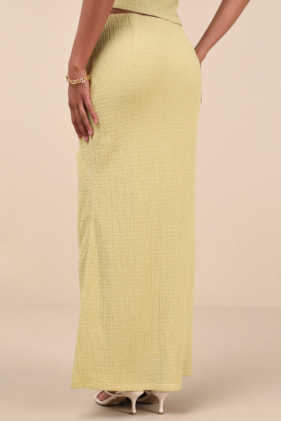Fania Lime Textured Knit Maxi Skirt