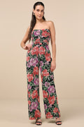 Layka Black Multi Floral Mesh Wide-Leg Jumpsuit