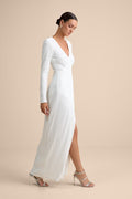 Love Lasts Forever White Sequin Long Sleeve Maxi Dress